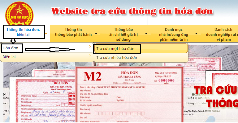 Chọn chức năng tra cứu một hoặc nhiều hóa đơn trên website