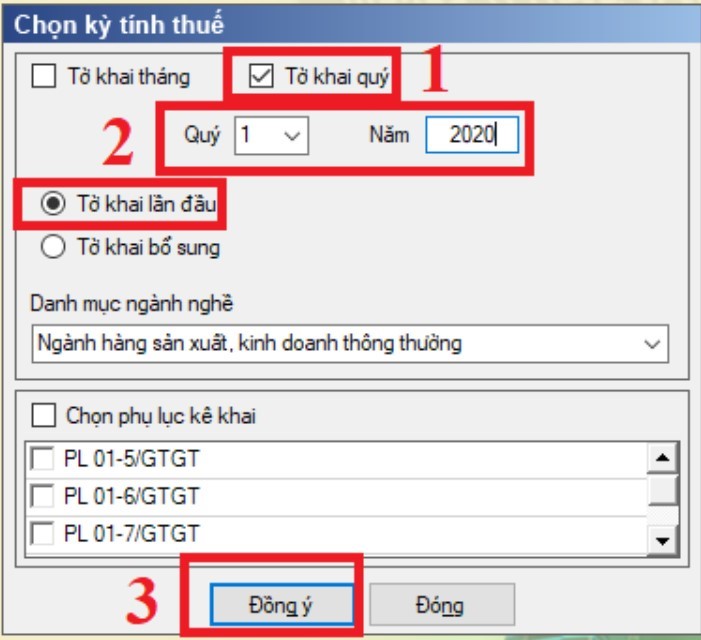 Chọn mục tờ khai thuế GTGT